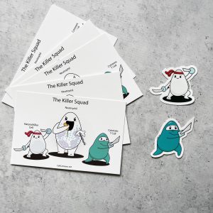 Stickers and Postcard with natural killer cell, CD8 cytotoxic T cell and neutrophil